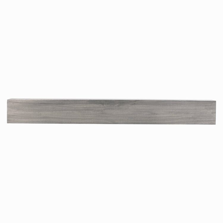 Farmhouse ash gray poplar wood floating fireplace mantel by Dogberrycollections with a rustic farmhouse design.