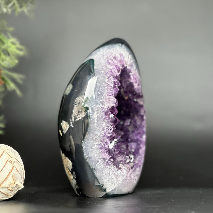Extra Large Amethyst & Agate Geode Sculpture – Polished Natural Stone Decor from Uruguay