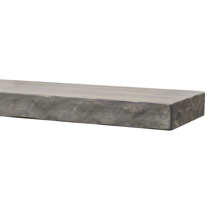 Hewn Kitchen floating shelf by Dogberrycollections in gray ash finish, made of hand-textured solid poplar, 24 to 72 inches long
