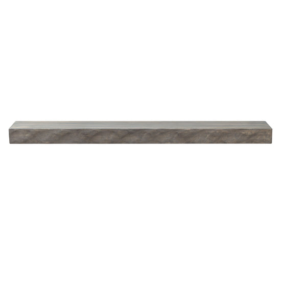 Hewn Kitchen Floating Shelf by Dogberrycollections in Gray Ash finish, made of hand-textured solid poplar, 24 to 72 inches long