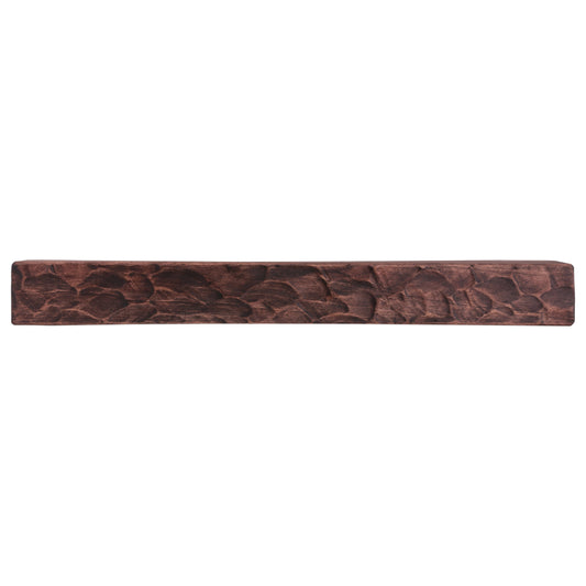 Rough hewn poplar fireplace mantel shelf with hand-adze texture in mahogany finish, 36 to 72 inches long, by Dogberrycollections.