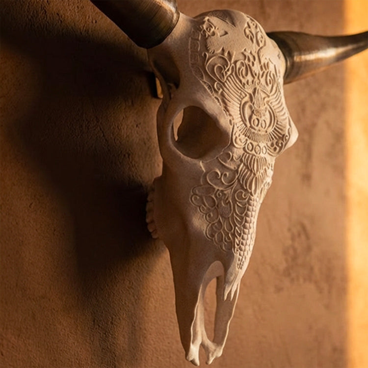 Faux steer skull with bull horns wall decor from Active Doodie Gear®, lightweight PLA, southwestern style, two size options.