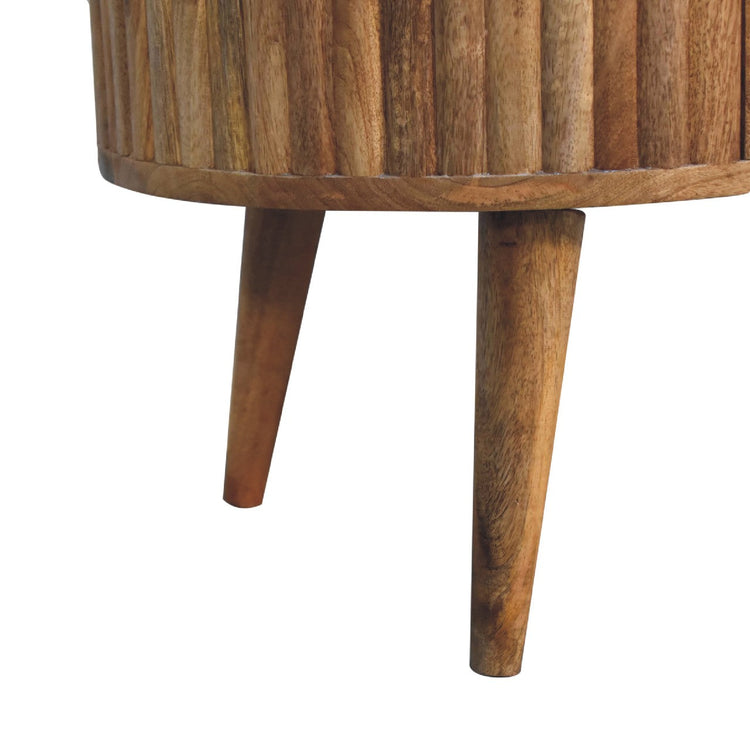 Solid Wood Modern Coffee Table – Mango Wood Striped Design with Drawer