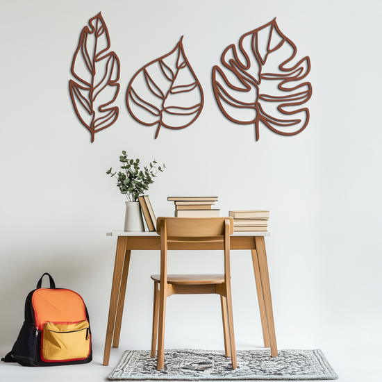 Modern metal wall art featuring a geometric leaf design by Enova Art, perfect for contemporary botanical decor.