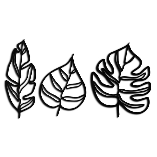 Modern geometric leaf trio metal wall art by Enova Art featuring sleek botanical design for contemporary decor.