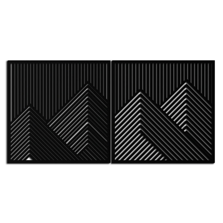 Modern mountain landscape metal wall art by Enova Art featuring geometric steel design for contemporary wall decor.