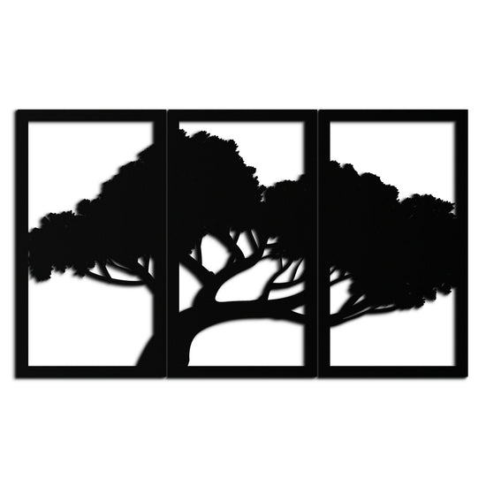 Modern metal wall art featuring a tree silhouette, nature-inspired design by Enova Art for contemporary home decor.