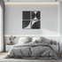 Modern geometric 4-panel steel wall art by Enova Art featuring minimalist geometric shapes for contemporary home decor.