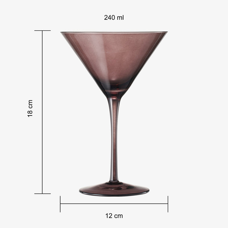 Set of six brown Khen Site Venus martini glasses, 8.1 oz, elegant cocktail glassware with sleek design for stylish drinks.