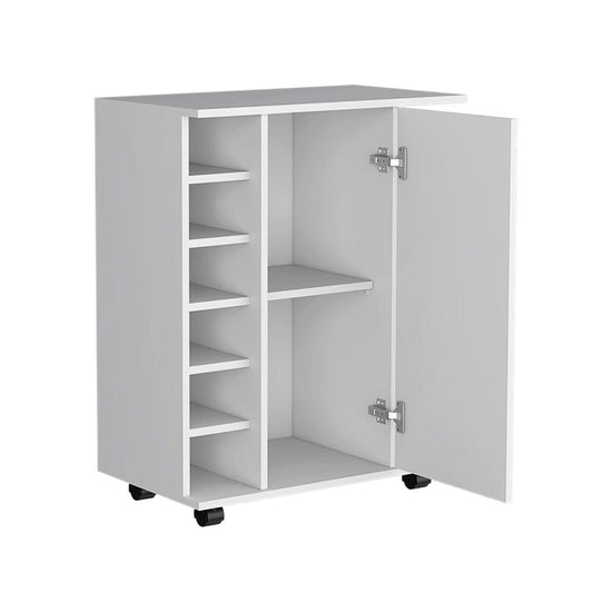 Cabot Bar Cart – Elegant Rolling Wine Cabinet with Storage & Serving Surface - Modern Home & Kitchen