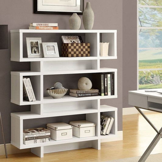 White Modern Bookcase Bookshelf for Living Room | Modern Home & Kitchen