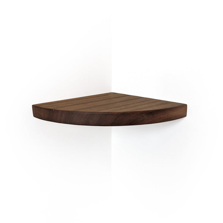 Corner Shelf with Visible Bracket | Oak & Mahogany Wall Shelf
