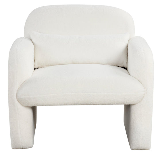 Beige sherpa accent chair with armrests and waist pillow, modern armchair by DirectDeals, cozy and stylish seating option