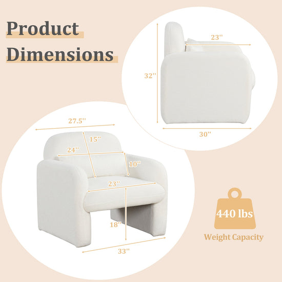 Beige sherpa accent chair with armrests and waist pillow, modern armchair by DirectDeals, cozy and stylish living room seating