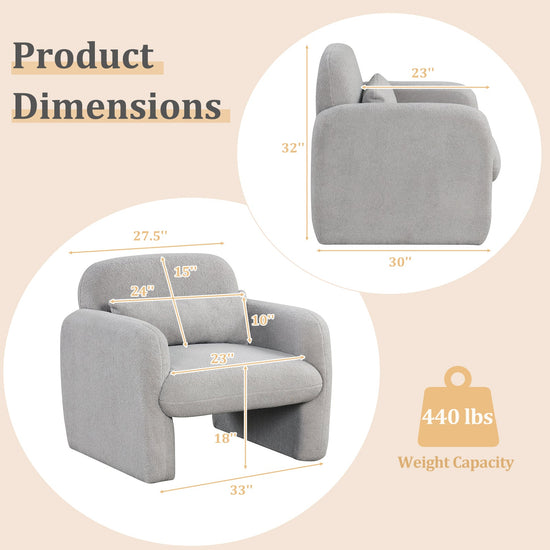 Gray Sherpa accent chair with armrests and waist pillow, modern armchair by DirectDeals for stylish comfort.
