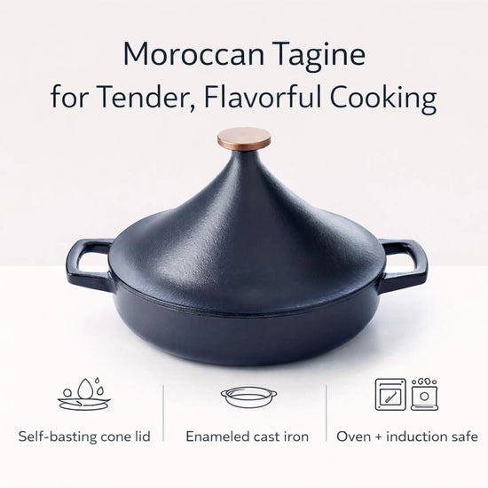 Alva Cookware Moroccan 3 QT Tagine Pot with conical lid for slow cooking and flavorful dishes.