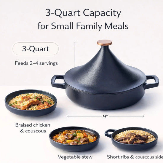 Alva Cookware Moroccan 3 QT Tagine Pot with conical lid for slow-cooked flavorful stews and traditional Moroccan cuisine