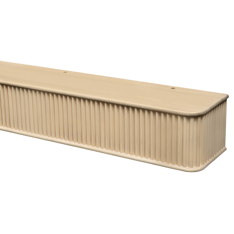 Natural wood fluted fireplace mantel shelf by Dogberrycollections, showcasing detailed fluted design and smooth finish.