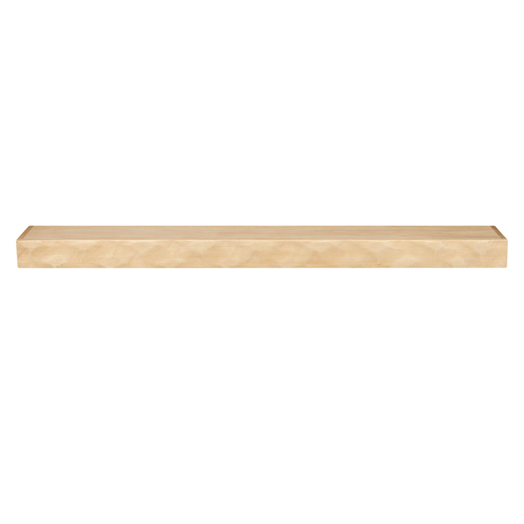 Hewn Kitchen floating shelf by Dogberrycollections with hand-textured solid poplar wood in natural finish, 24 to 72 inches long