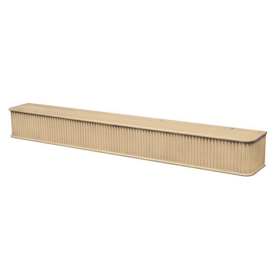Natural wood fluted fireplace mantel shelf by Dogberrycollections, showcasing detailed fluted design and smooth finish.