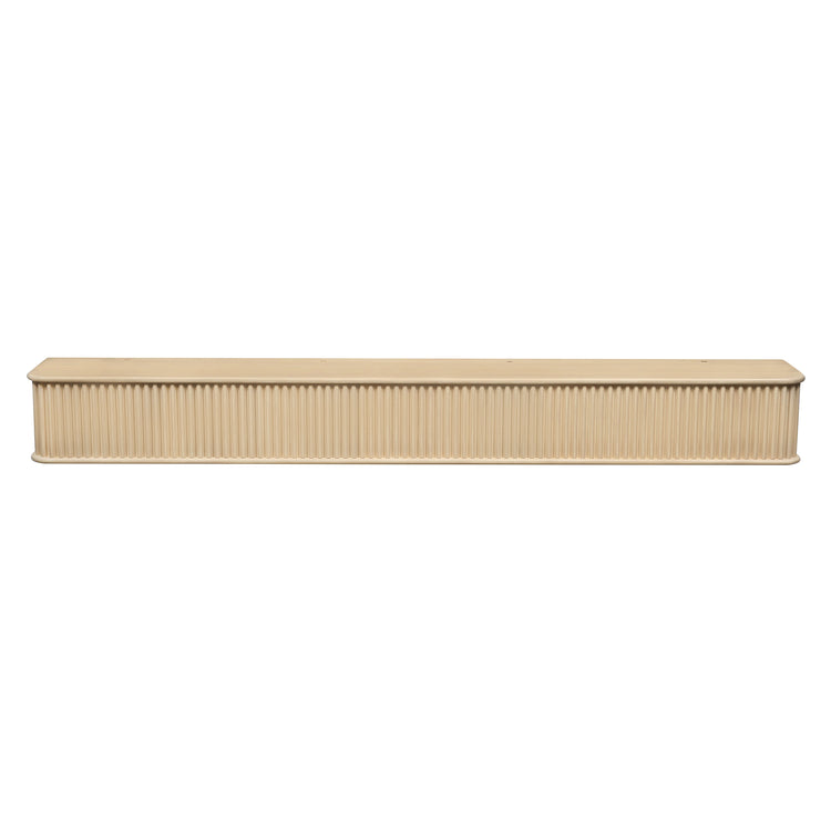 Natural wood fluted fireplace mantel shelf by Dogberrycollections, showcasing detailed fluted design and smooth wood finish.