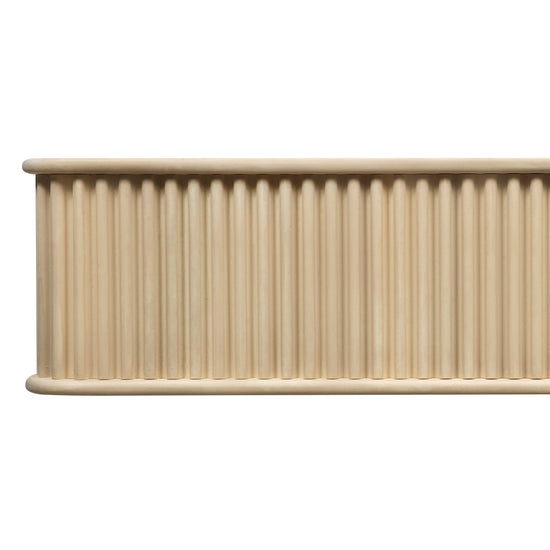 Natural wood fluted fireplace mantel shelf by Dogberrycollections, showcasing detailed fluted design and smooth finish.