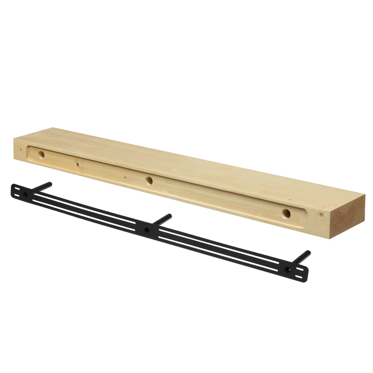 Smooth Solid Floating Timber Fireplace Mantel Shelf | Natural Wood Wall Decor