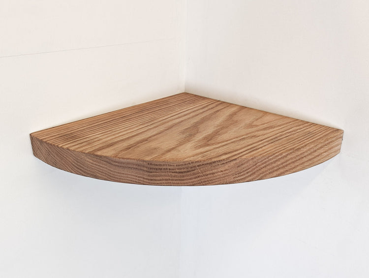 Floating Corner Shelf with Round Edge in Mahogany