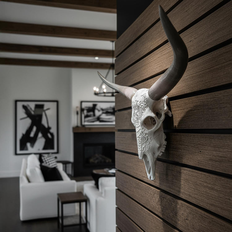 Lightweight faux steer skull and bull horns wall decor from Active Doodie Gear®, showcasing Western Southwest style in two sizes.