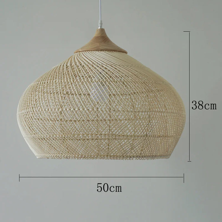 Dlight Decor Wabi Sabi vintage handmade rattan pendant lamp hanging in a cozy kitchen or dining room setting.