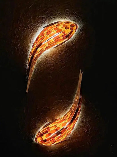 Japanese fish wall lamp sculpture by Dlight Decor, showcasing a decorative wall art piece with illuminated fish design.