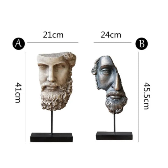 Abstract David face resin sculpture by Decorbites, featuring a modern artistic design with intricate detailing and a smooth finish.