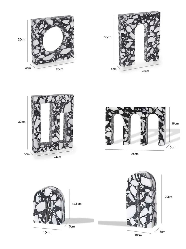 Archway Terrazzo Sculpture – Modern Minimalist Stone Accent Decor