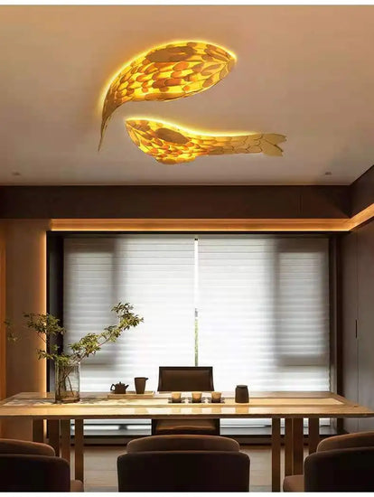Japanese fish wall lamp sculpture by Dlight Decor, a modern wall art piece featuring a sleek fish design for home decor.
