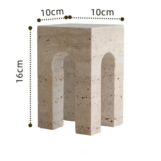 Decorbites archway shape travertine sculpture figurine for home decor, showcasing a textured stone architectural ornament.