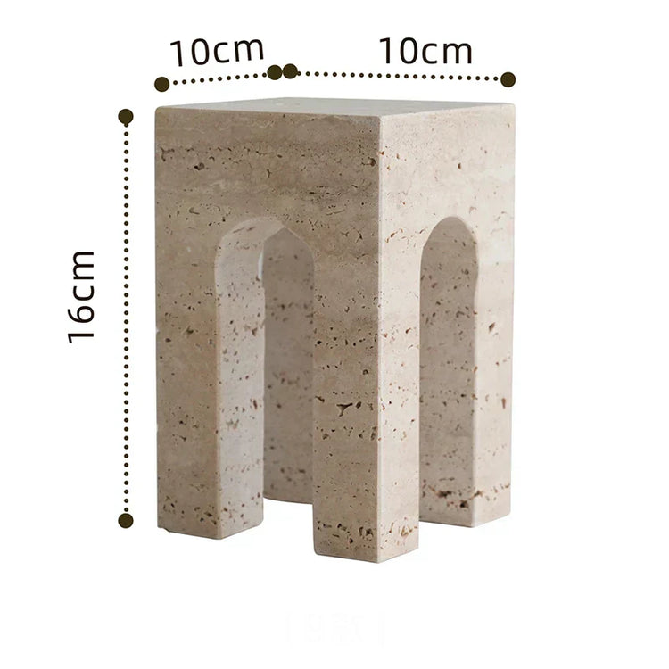 Decorbites archway shape travertine sculpture figurine for home decor, showcasing a textured stone architectural ornament.
