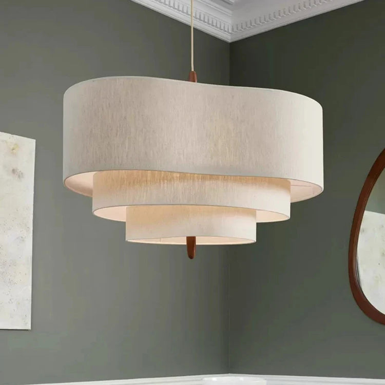 Decorbites fabric chandelier light fixture with elegant hanging fabric shades and modern design, ideal for stylish interior lighting.
