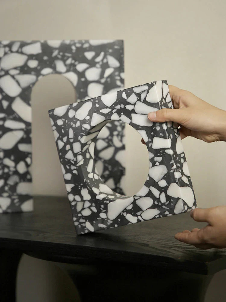 Archway Terrazzo Sculpture – Modern Minimalist Stone Accent Decor