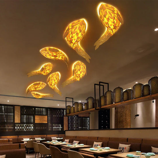Japanese fish wall lamp sculpture by Dlight Decor, featuring elegant light decor and wall art with detailed fish design