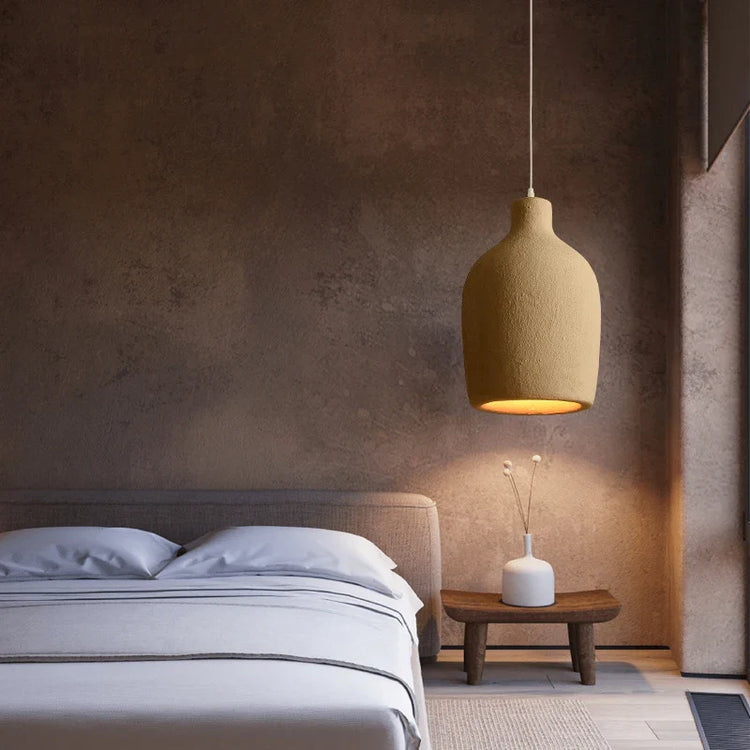 Modern LED chandelier with cement hanging design by DECORBITES, featuring sleek, minimalist lighting perfect for contemporary interiors.