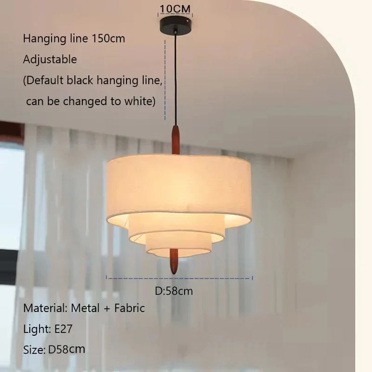 Decorbites fabric chandelier light fixture with woven textile design hanging from a ceiling mount, stylish and modern lighting decor