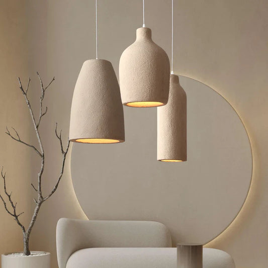 LED chandelier cement hanging light by DECORBITES featuring a modern, minimalist design with a sleek, industrial look.