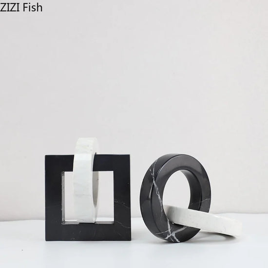 Decorbites geometric knot sculpture desk decor featuring an abstract square ring design, modern art piece for office or home.
