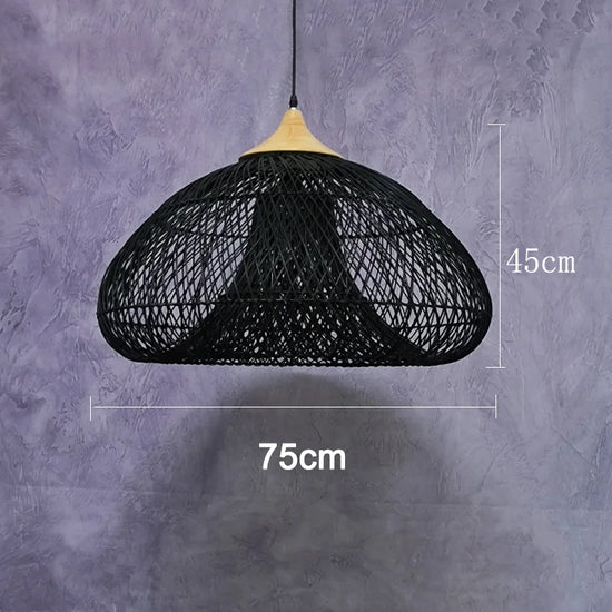 Vintage handmade rattan pendant lamp by Dlight Decor, Japanese style lighting perfect for kitchen islands and dining rooms.