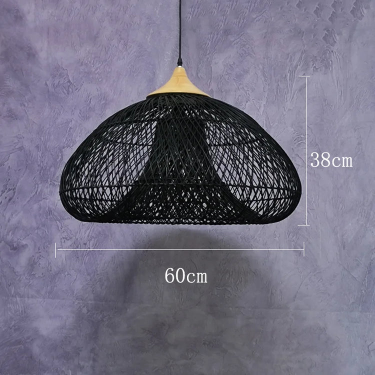 Vintage handmade rattan pendant lamp by Dlight Decor, Japanese-style lighting for kitchen islands and dining rooms.