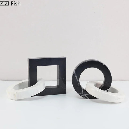 Decorbites geometric knot sculpture desk decor featuring an abstract square ring design, modern desk ornament for office or home.