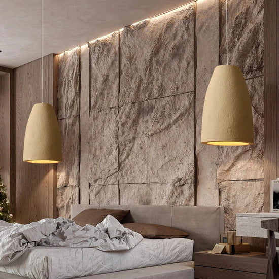 LED chandelier cement hanging light by DECORBITES, modern minimalist fixture with sleek cement finish and hanging design.