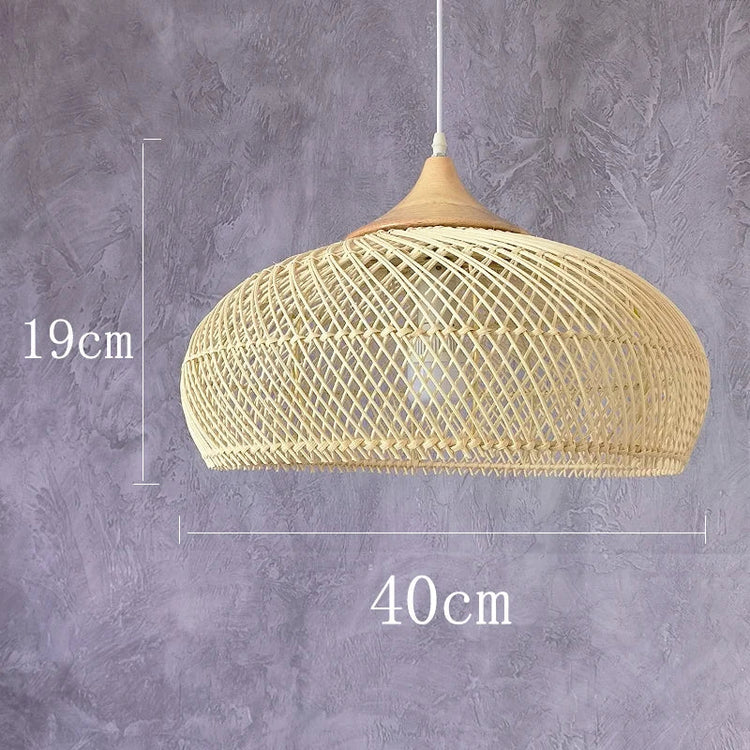 Vintage handmade rattan pendant light by Dlight Decor, Japanese-style lighting fixture for kitchen island and dining room decor