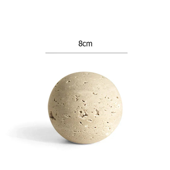 Decorbites archway shape travertine sculpture figurine for home decor, showcasing a textured beige stone design.