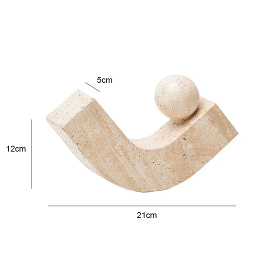 Decorbites archway-shaped travertine sculpture figurine for home decor, showcasing a smooth, elegant stone design.